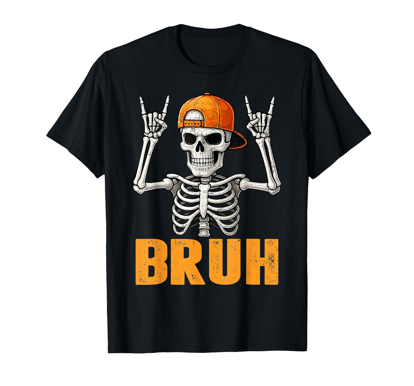 Bruh Punk Rock Skeleton Cool Rocker Halloween Men Boys Kids T-Shirt
