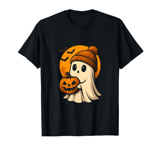 Cute Ghost with Pumpkin for Halloween Costume Party Spooky T-Shirt