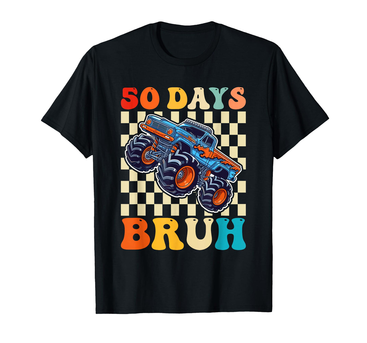 Bruh 50 Days of School 50th Day Monster Truck Boys Kids T-Shirt