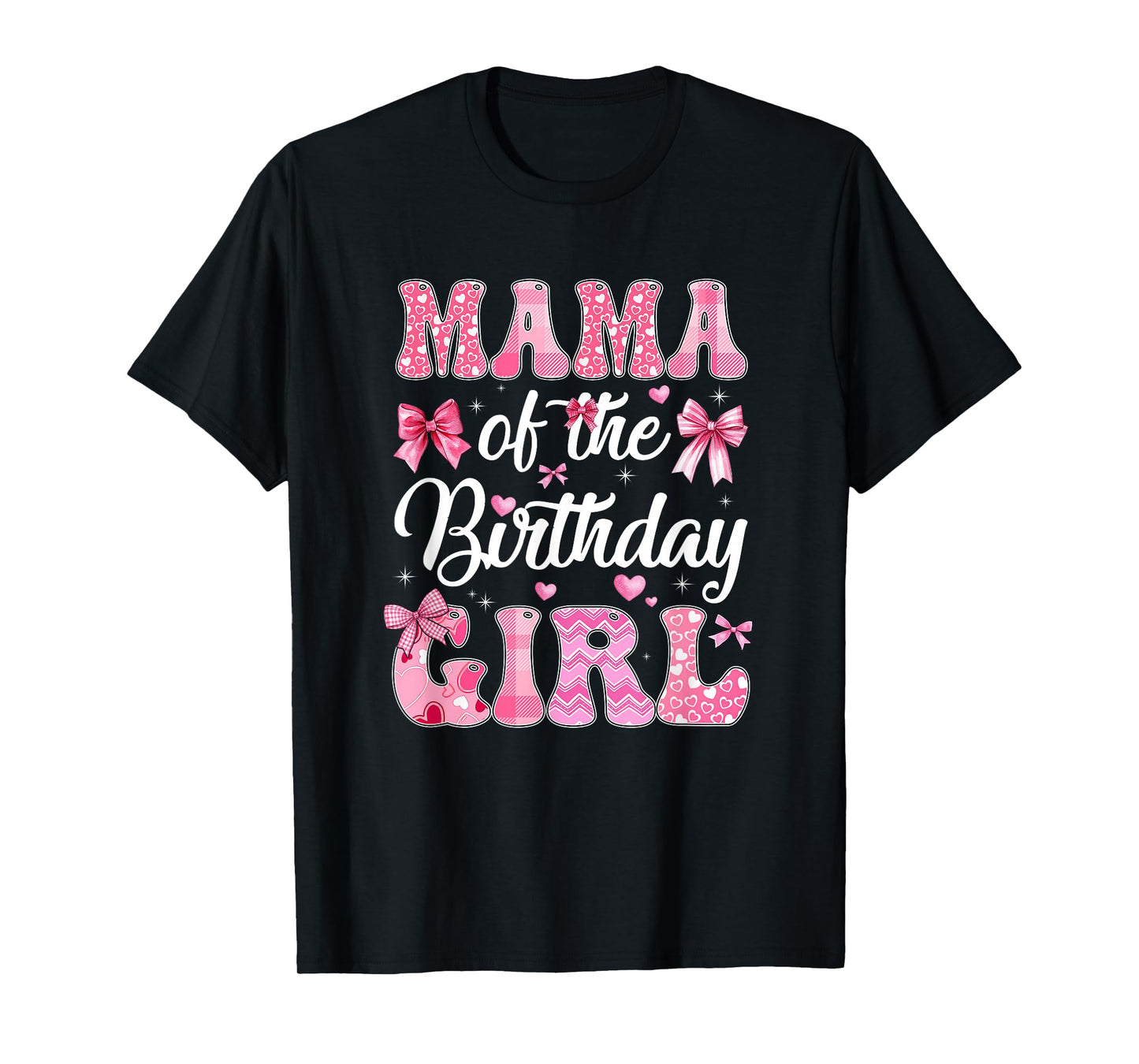 Mama Of The Birthday Girl Family Pink Coquette Bow T-Shirt