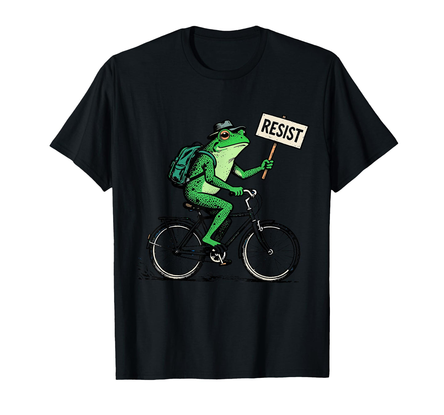 Frog On Bike Resist Portland Frog Protest Vintage T-Shirt