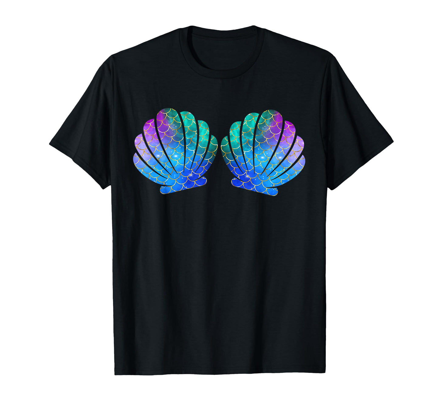 Mermaid Sea Shell Bra Costume Matching Party Graphic Mermaid T-Shirt