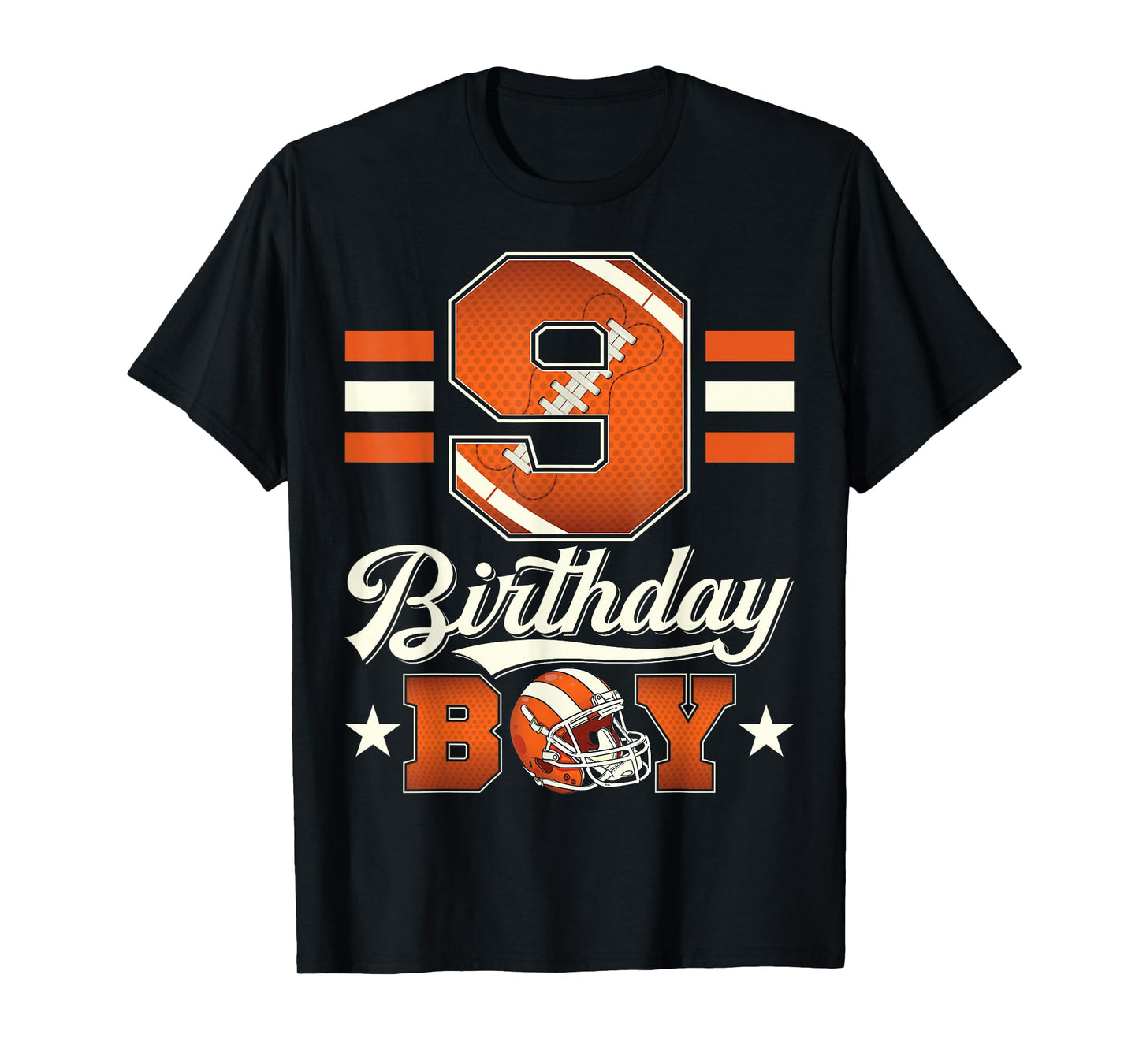 Nine 9th Birthday Boy Football 9 Year Old Sports Party T-Shirt