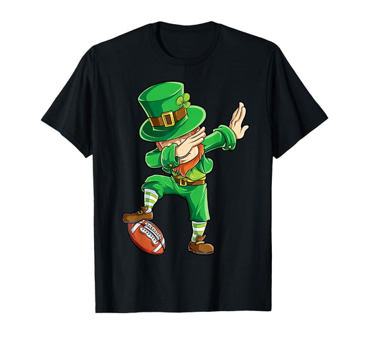 Dabbing Leprechaun Football St Patricks Day Boys Men Sports T-Shirt