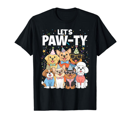 Dog Mom Birthday Dog Bday Boy Girl Let's Pawty Birthday T-Shirt