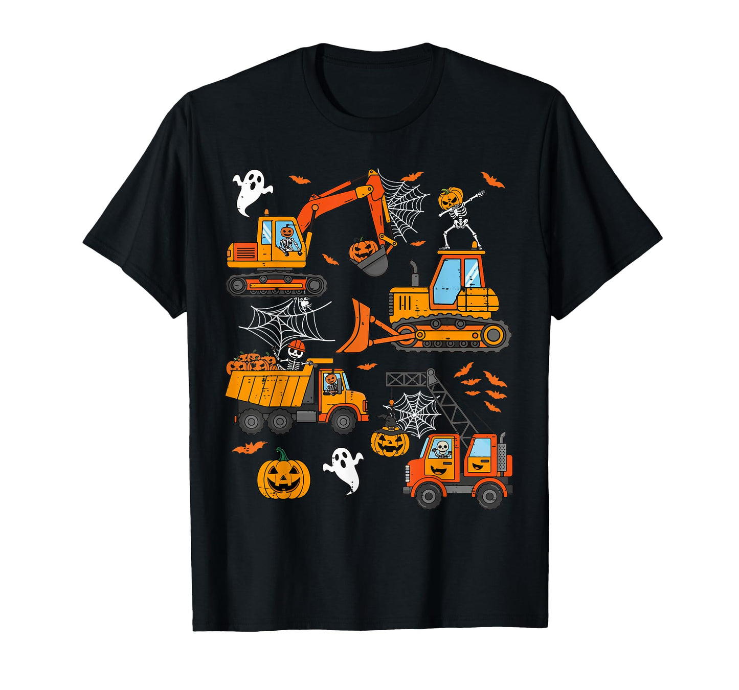 Spooky Construction Trucks Toddler Boys Halloween Costume T-Shirt