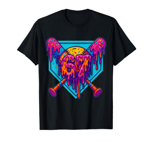 67 Ice Cream Drip Meme Funny Six Seven Gen Alpha Slang T-Shirt