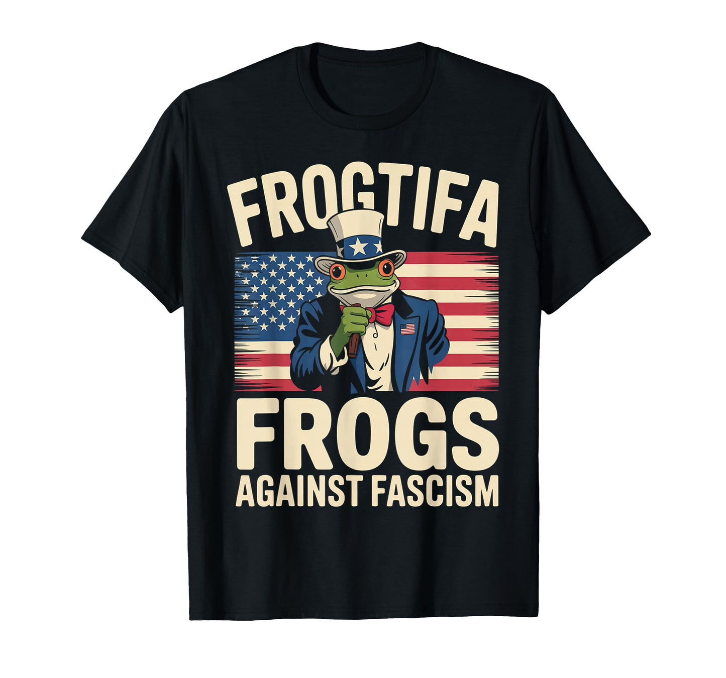 Frogtifa Frogs Against Fascism Flag Resist No Kings T-Shirt