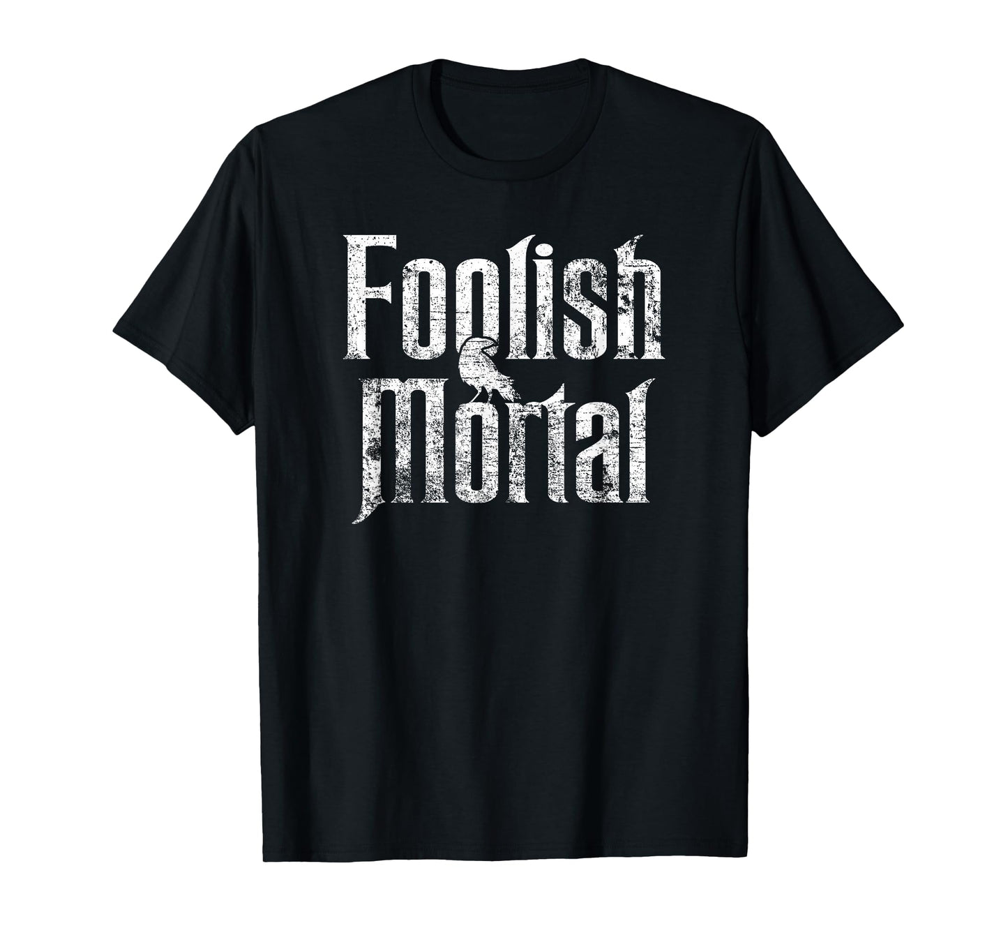 Foolish Mortal Raven White Print T-Shirt
