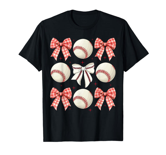 Cute Baseball Sister Mom Girls Toddler Coquette Bow Baseball T-Shirt