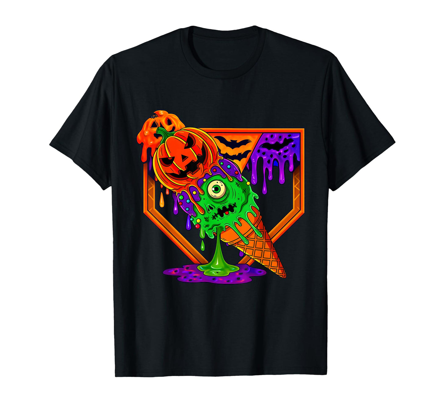 Funny Halloween Baseball Ice Cream Drip Boys Girls Youth T-Shirt