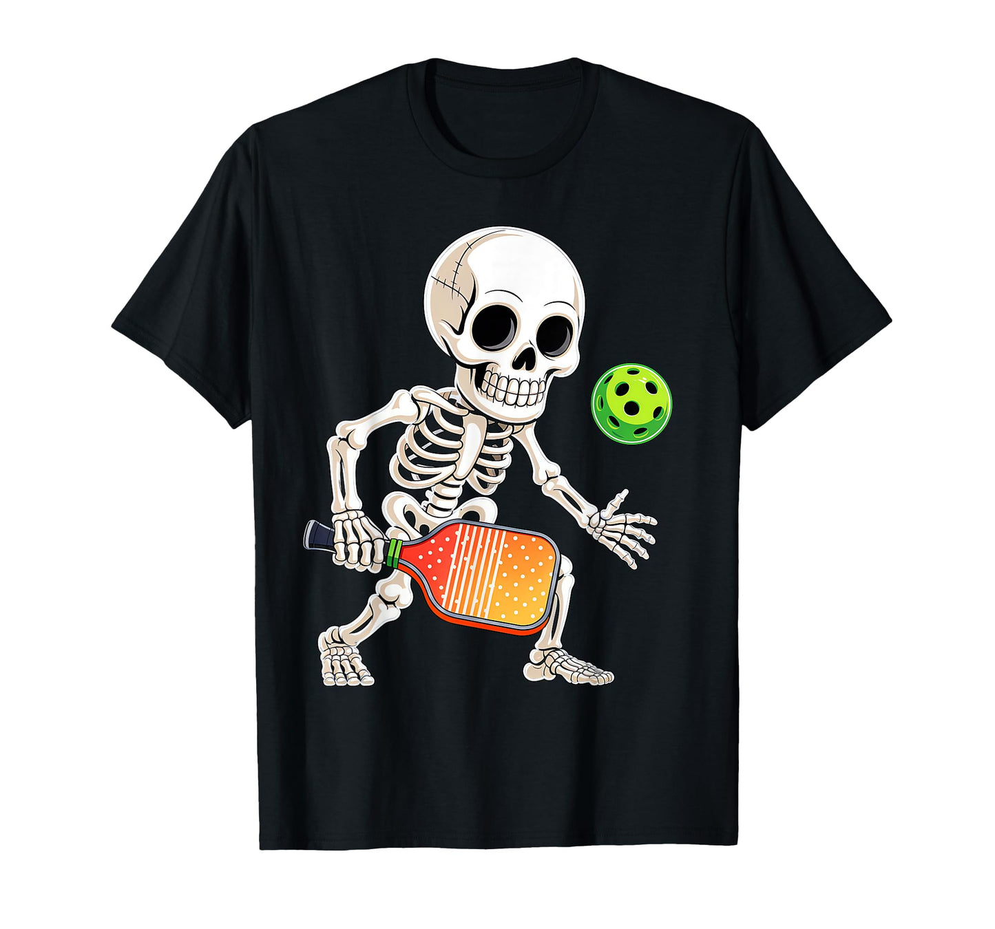 Skeleton Playing Pickle Ball Halloween Costume Funny Men Boy T-Shirt