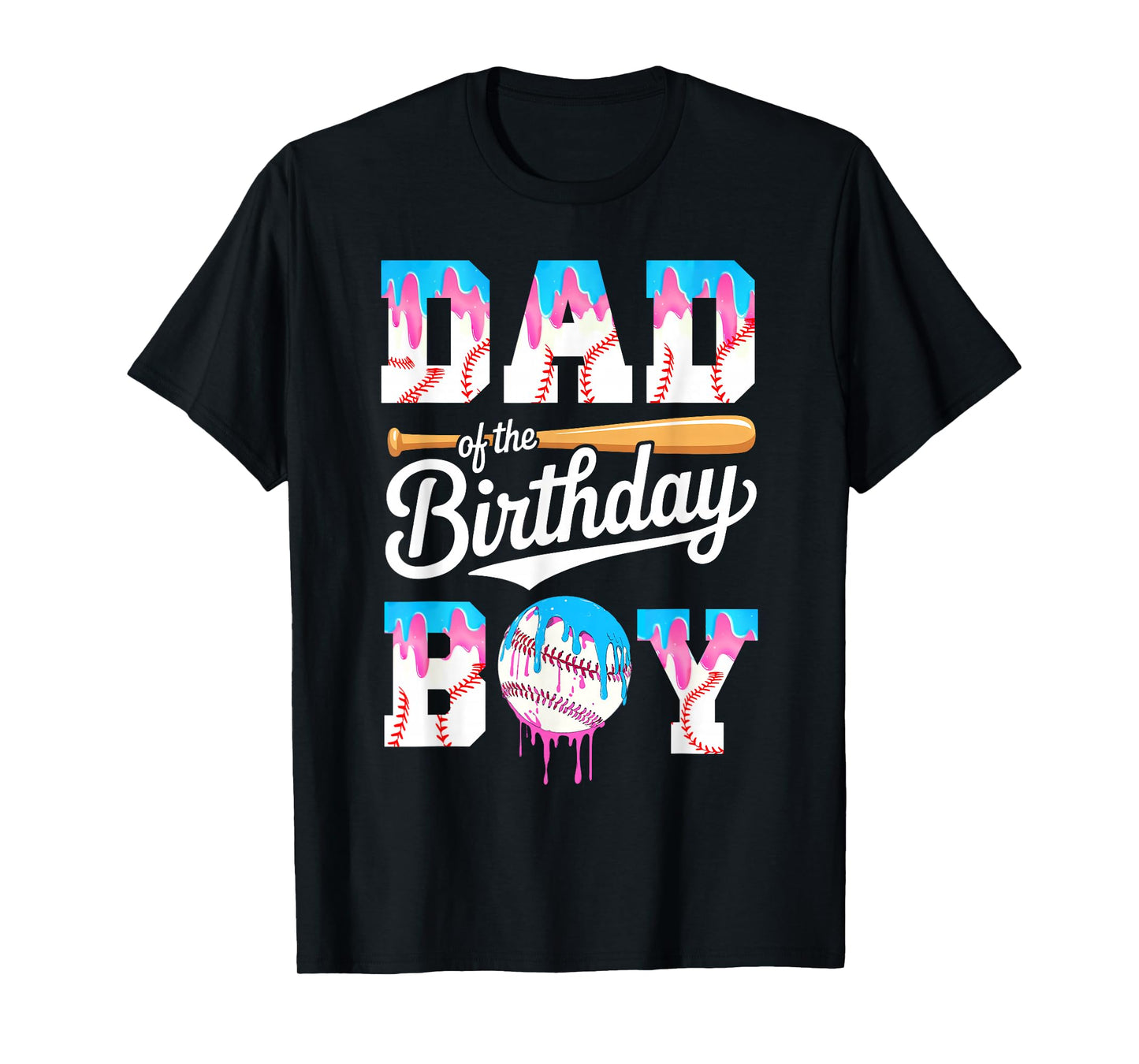 Dad Of The Birthday Boy Baseball Drip Family Matching T-Shirt