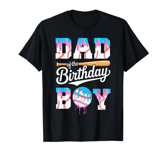 Dad Of The Birthday Boy Baseball Drip Family Matching T-Shirt