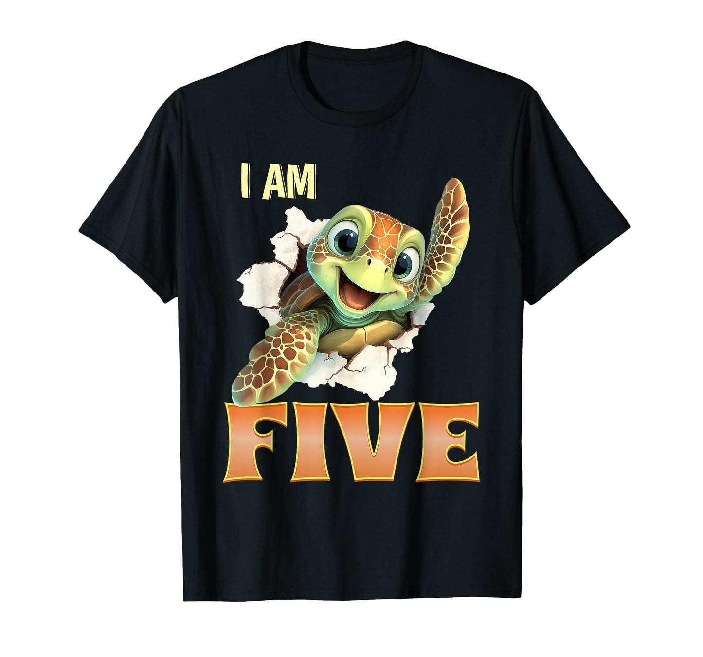 Turtle 5th Birthday Cute Animal Five Years Old Sea T-Shirt
