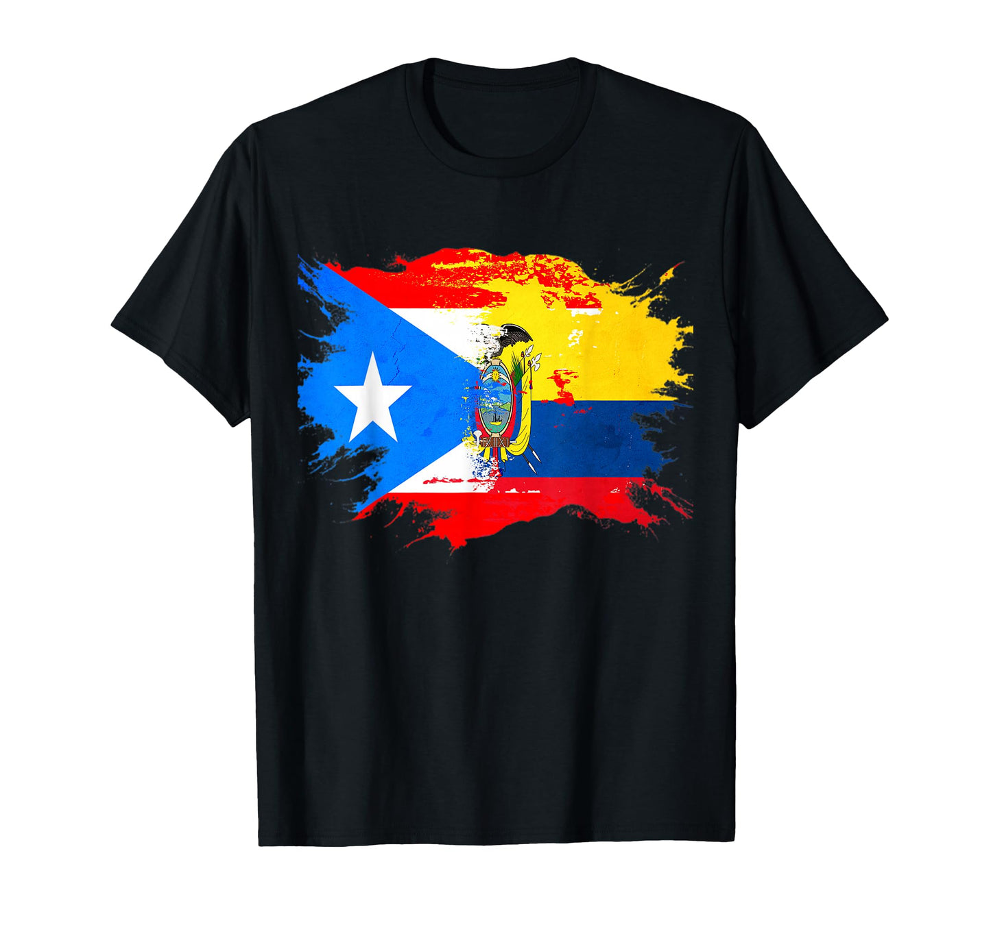 Puerto Rican and Ecuadorian Heritage DNA Mix Flag T-Shirt