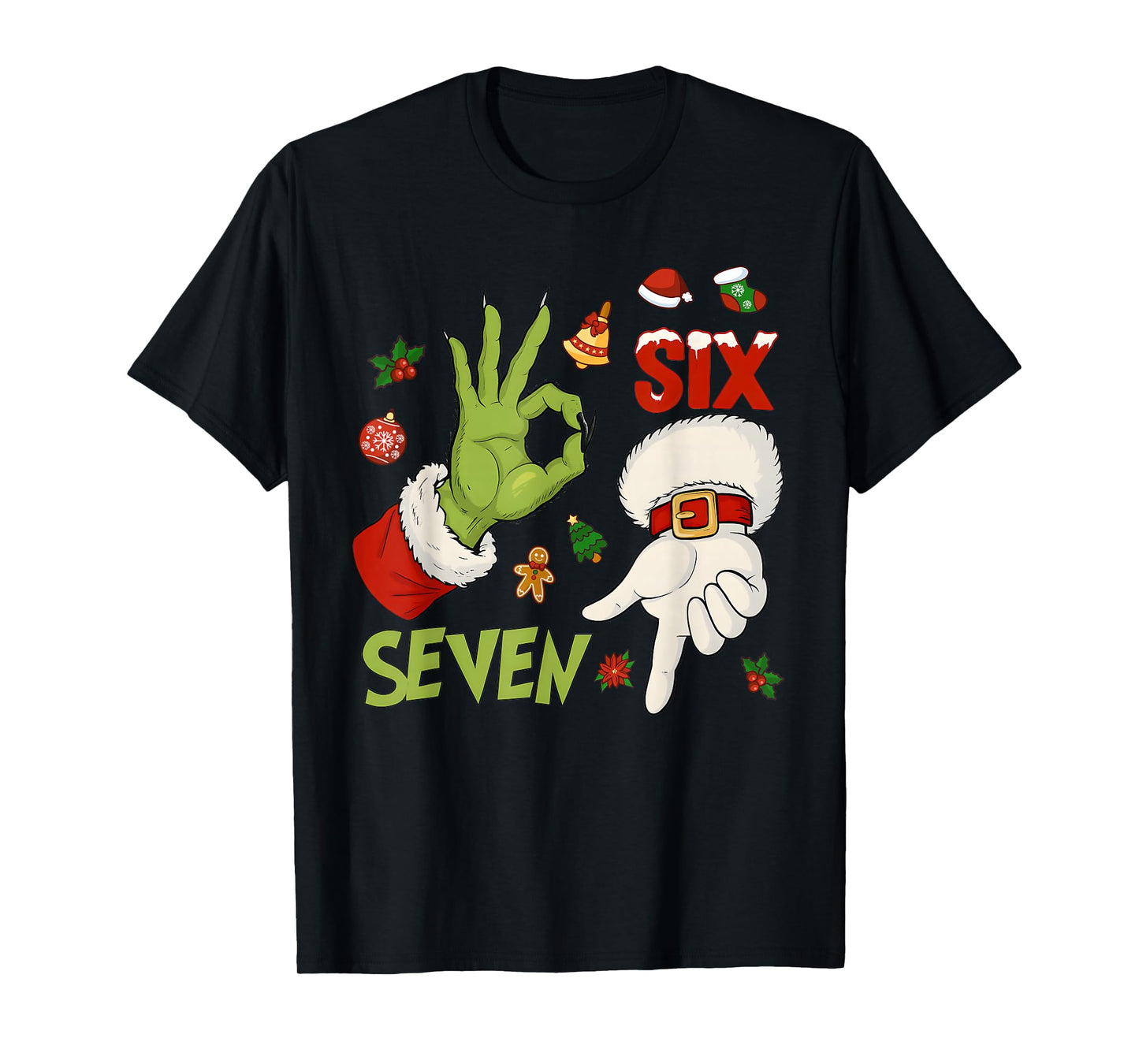 6 7 Six Seven Hand Gen Z Alpha Meme Slang Xmas Christmas T-Shirt