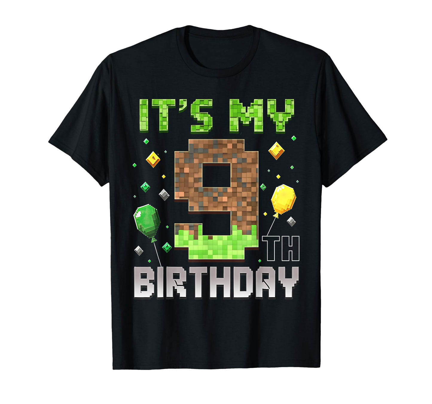Kids 9th Birthday Gamer Pixel 9 Years Old Video Game Party T-Shirt