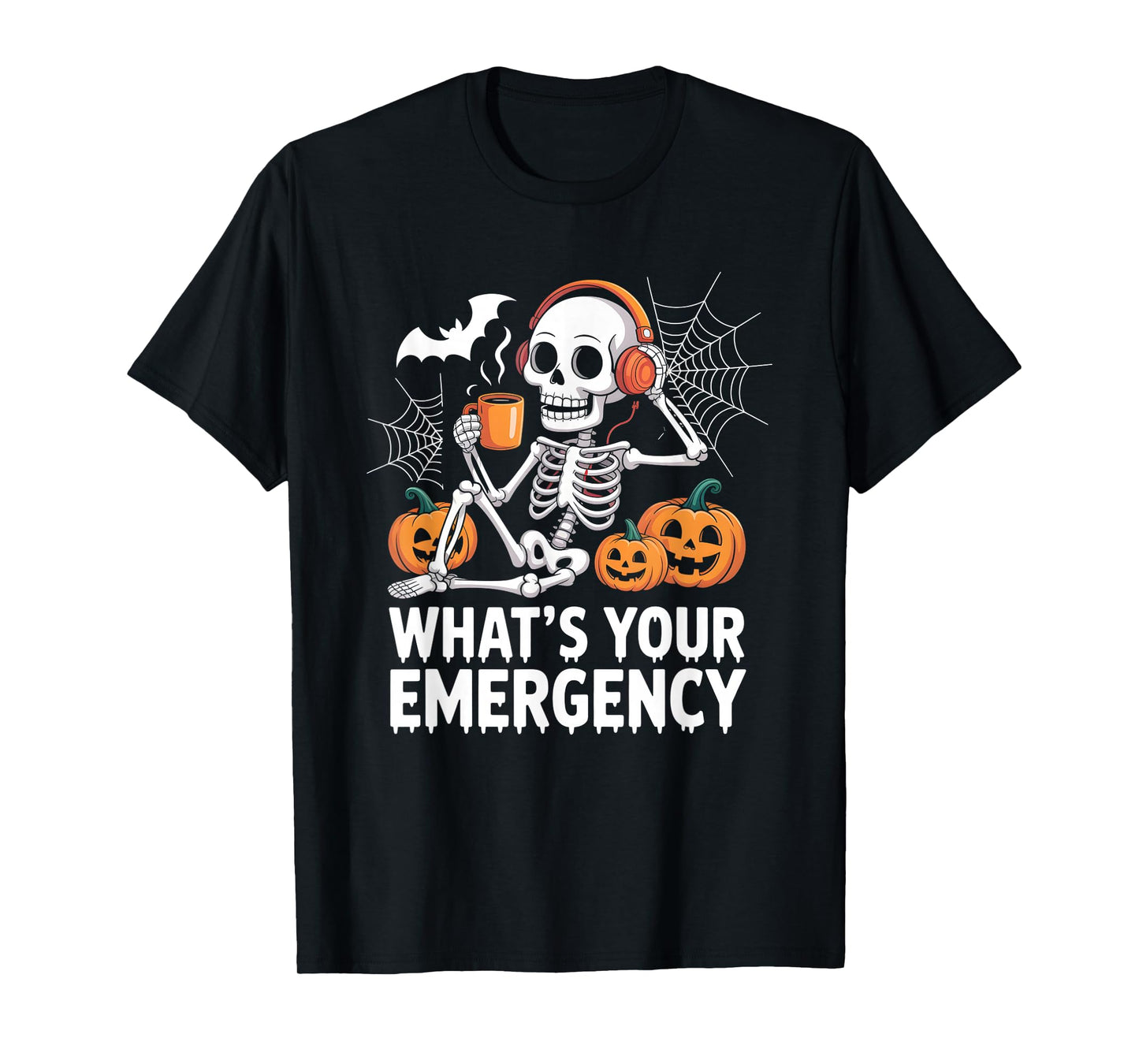Skeleton Halloween Dispatcher 911 Operator Public Safety T-Shirt