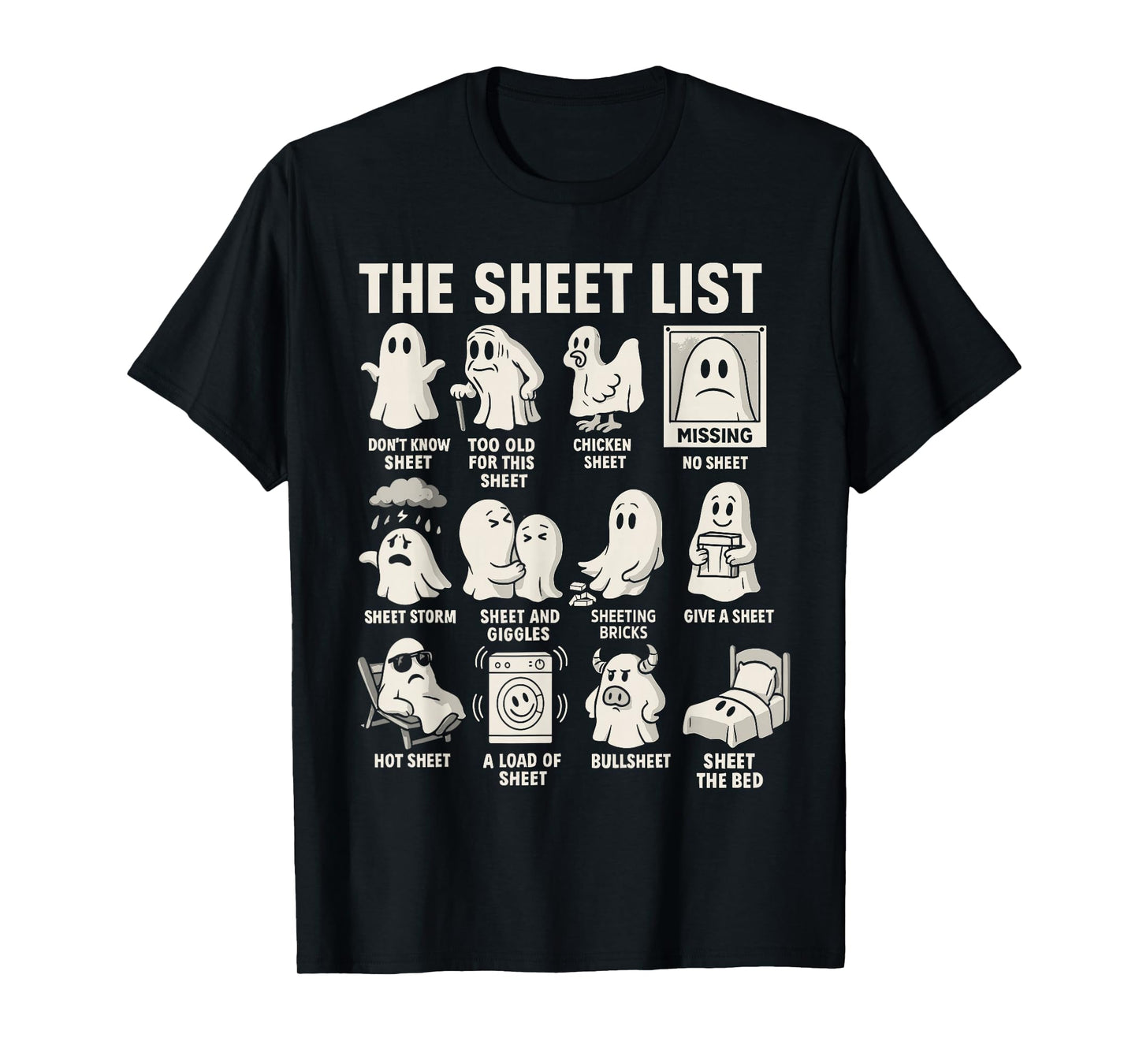 Ghost Halloween Costume, The Sheet List Shirt Funny Boo T-Shirt