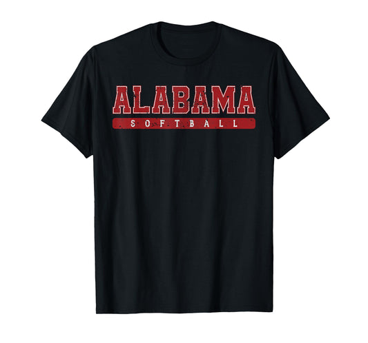 Alabama Softball Red Vintage Text T-Shirt