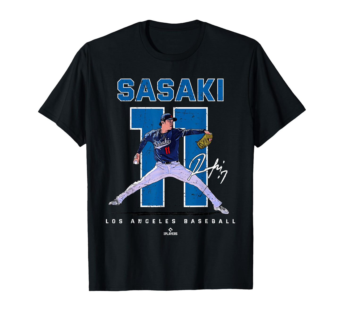 Number and Portrait Roki Sasaki Los Angeles Baseball MLBPA T-Shirt