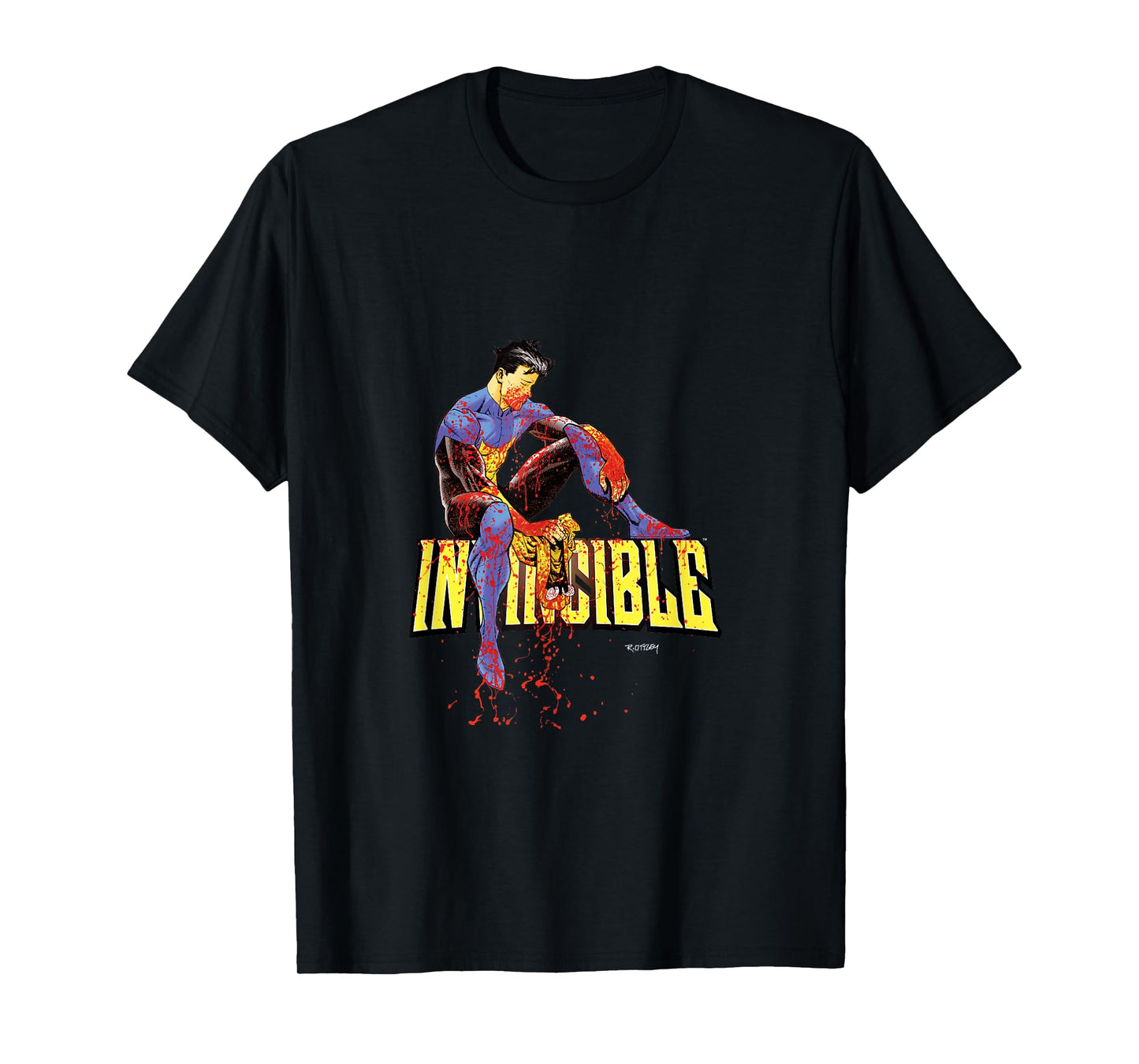 INVINCIBLE Official Merchandise Unisex-Adults Black Cartoon Short Sleeve Classic Fit T-Shirt