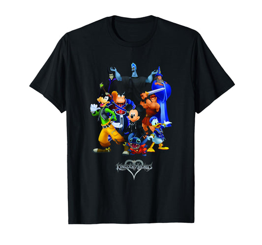 Disney Kingdom Hearts Magical Characters Mash Up Chest Logo T-Shirt