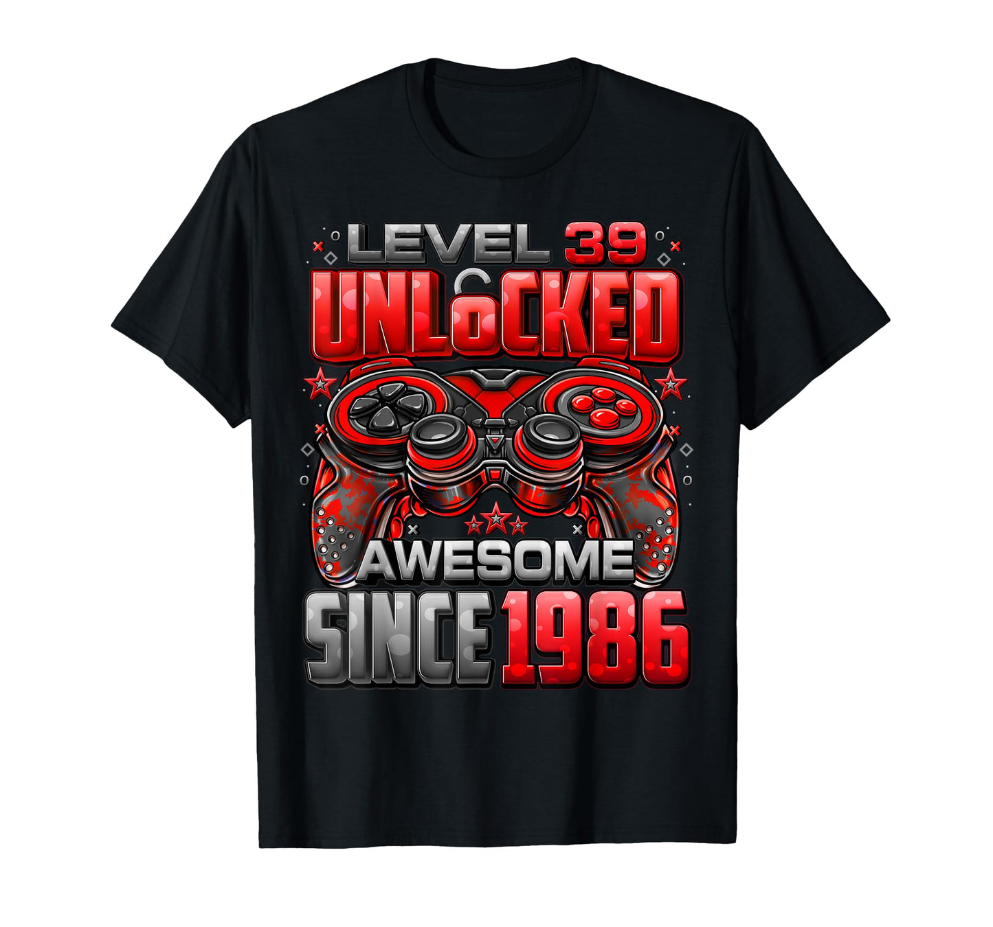 Level 39 Unlocked Awesome Since 1986 39th Birthday Gaming T-Shirt