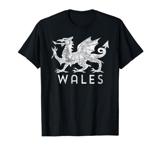 Distressed Rugby Welsh Tee Cymru Flag of Wales T-Shirt