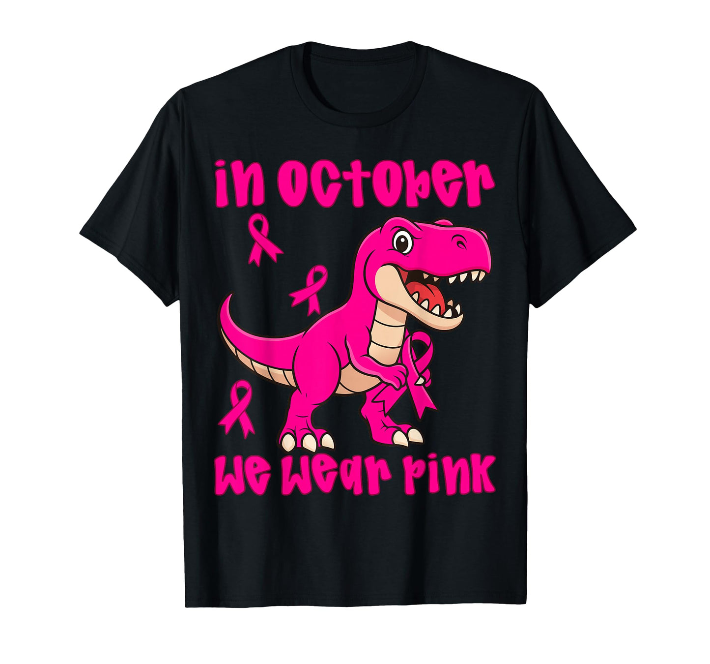 in October We Wear Pink Breast Cancer Trex for Boys Kids T-Shirt