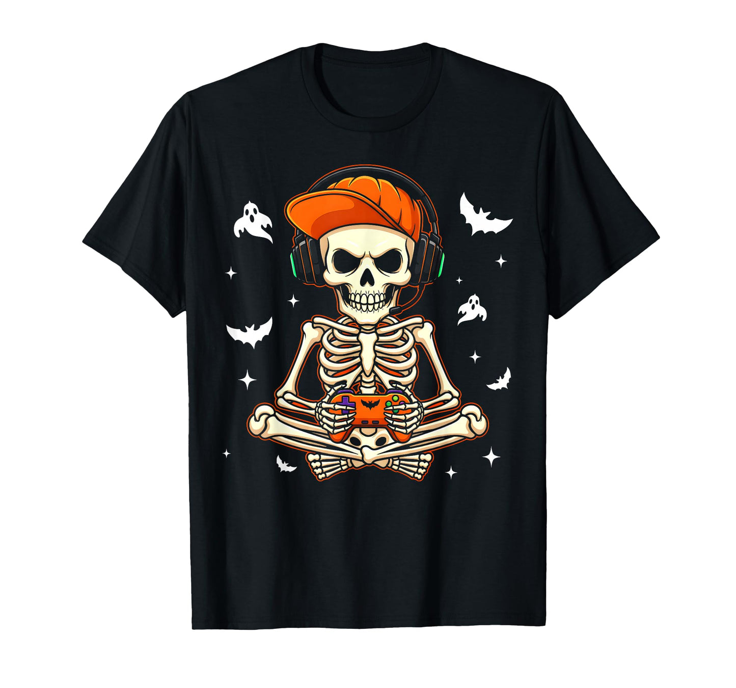 Funny Gaming Hallowen Skeleton Gamer Video Kids Boys T-Shirt