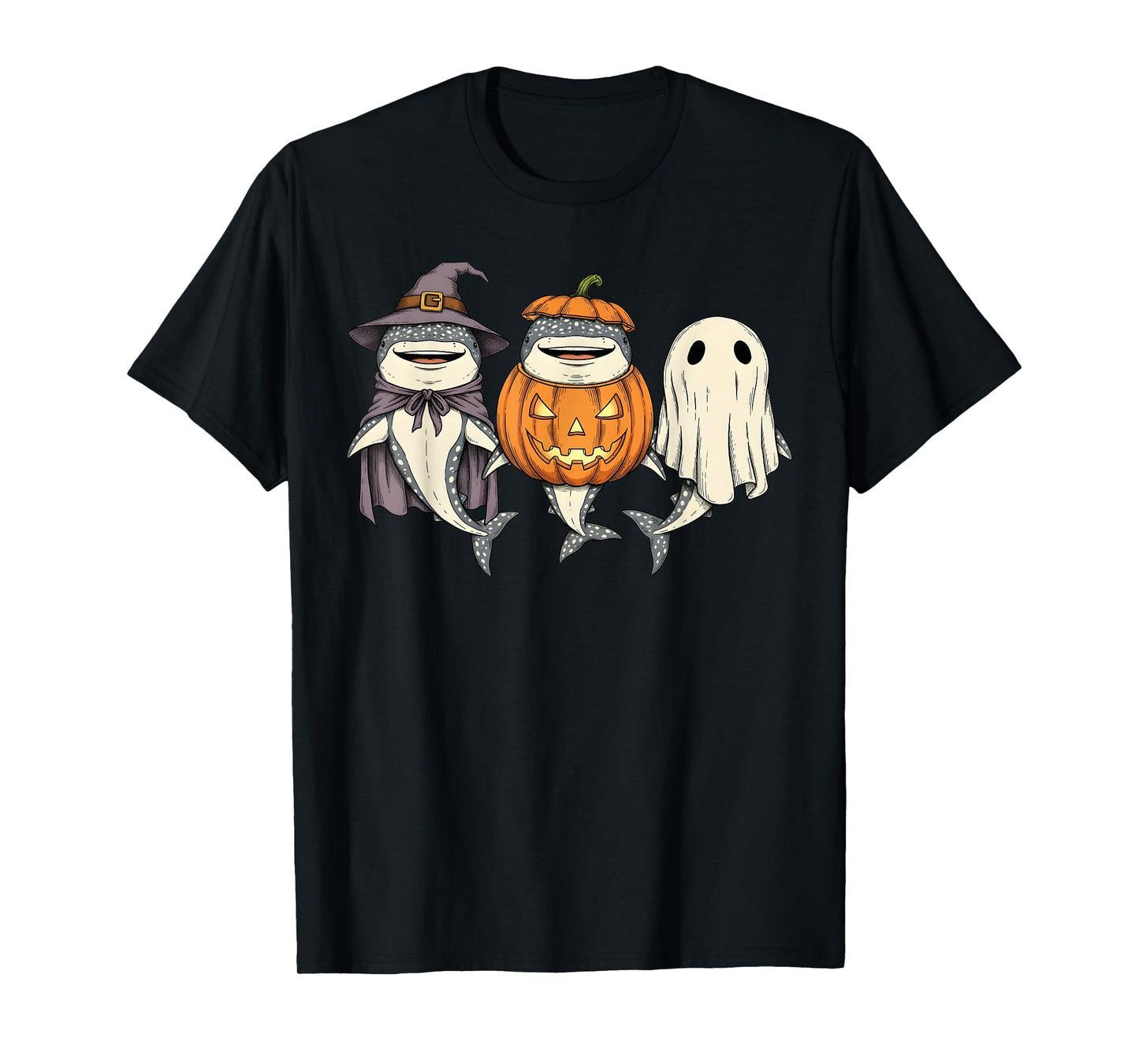 Spooky Whale Shark Lover Pumpkin Halloween Ghost T-Shirt