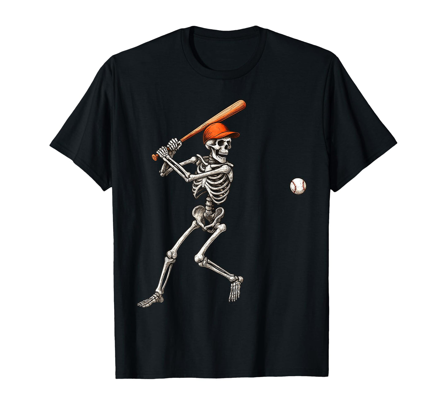 Funny Skeleton Batting Baseball Player Men Boys Halloween T-Shirt