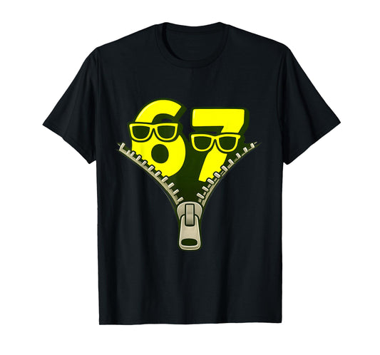 67 Zipper Meme Six Seven Viral Trend Gen Alpha Slang Costume T-Shirt
