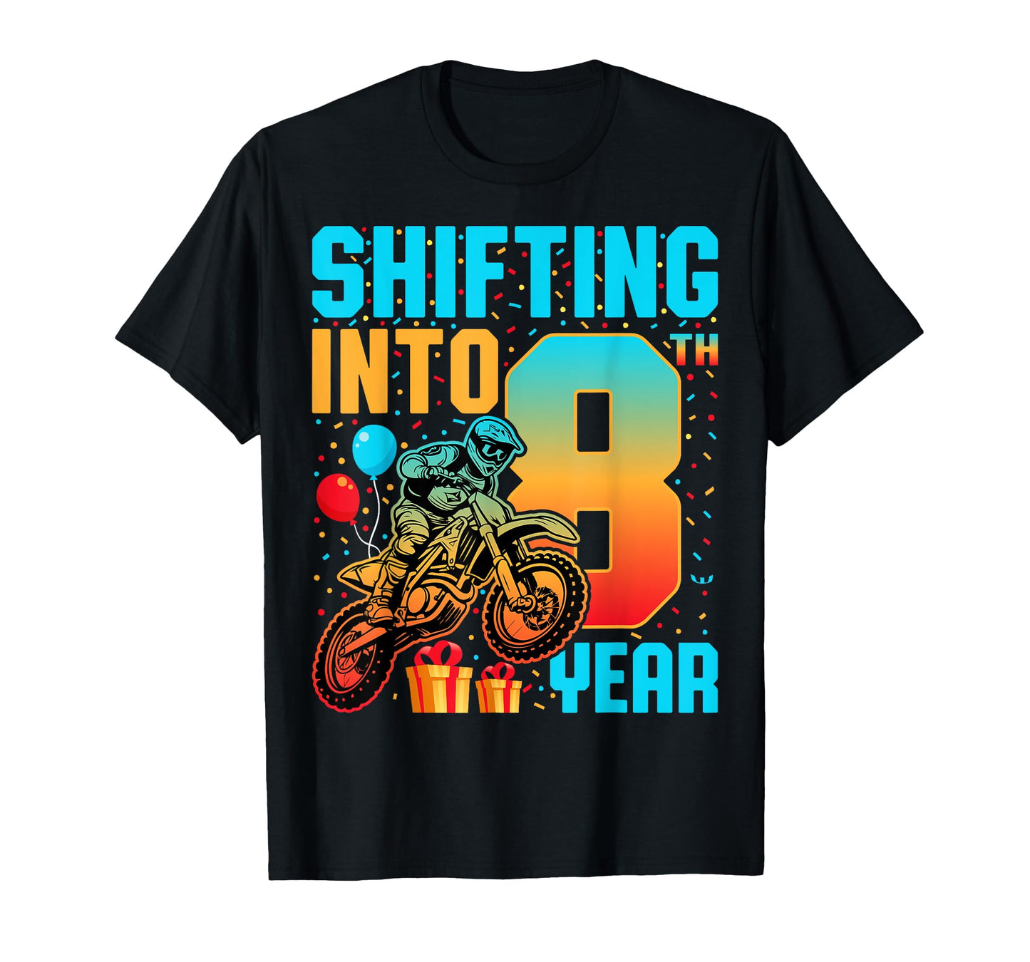 Shifting Into 8th Year Motocross Dirt Bike 8th Birthday T-Shirt