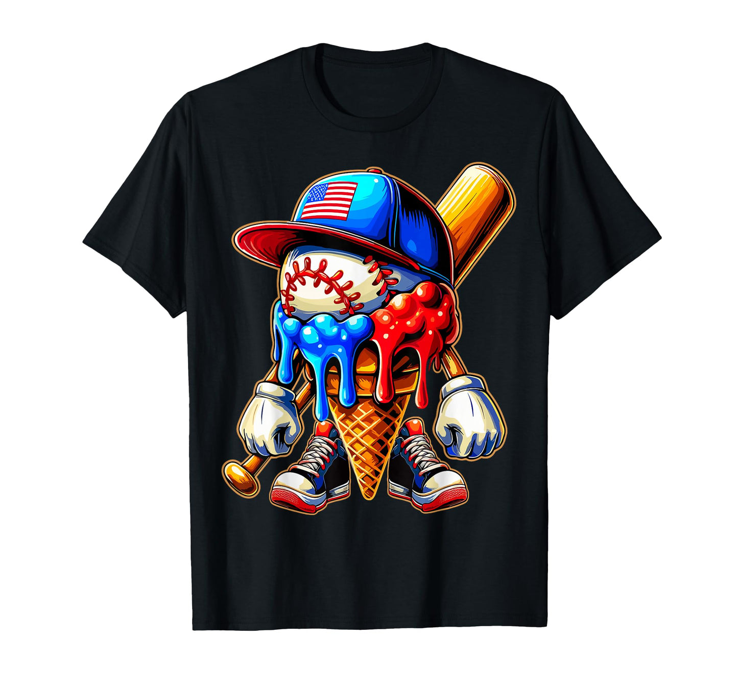Baseball Boys Ice Cream Drip T-Shirt