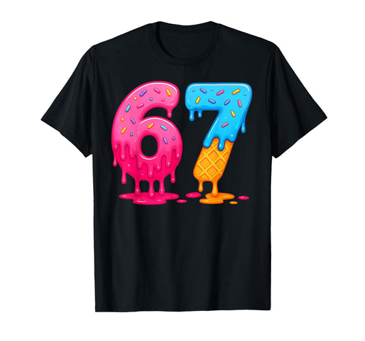 6 7 Meme Six Seven Ice Cream Drip T-Shirt