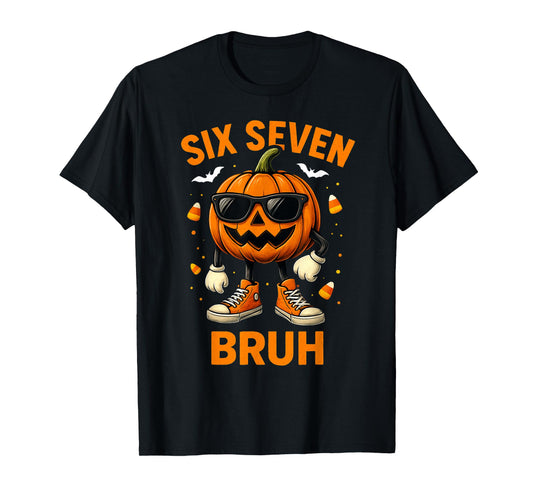 67 Halloween Funny Six Seven Meme Brainrot Pumpkin Kids Bruh T-Shirt