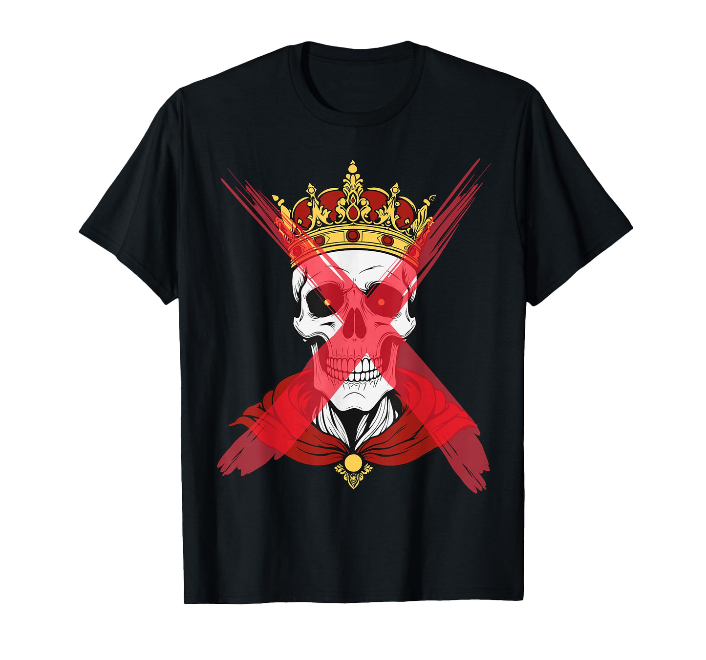 No Kings Crowned Skull Red X Gothic Art Shirt for Men Women T-Shirt