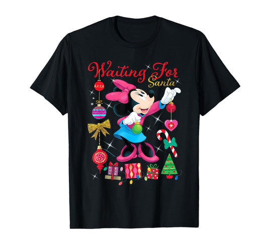 Disney Minnie Mouse Christmas Waiting for Santa Holiday T-Shirt