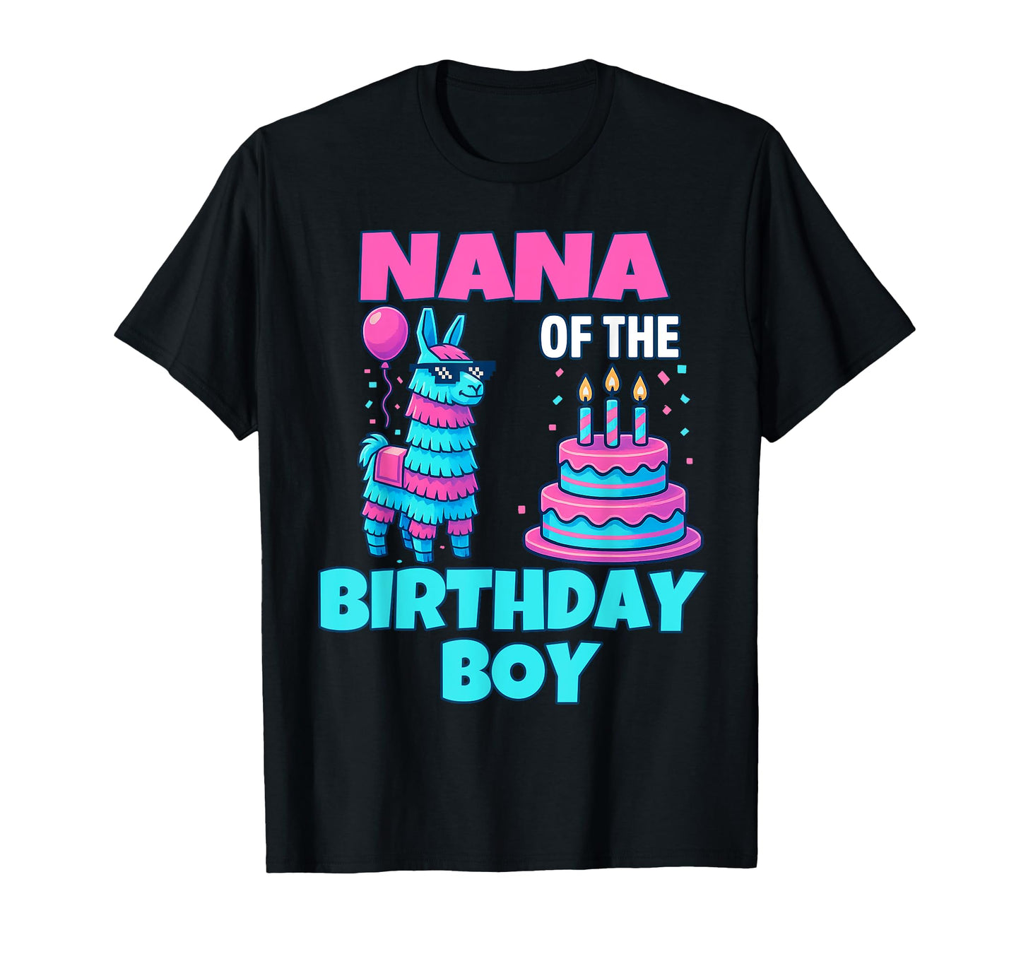 Nana of Birthday Boy Llama Pinata Party family mathing women T-Shirt