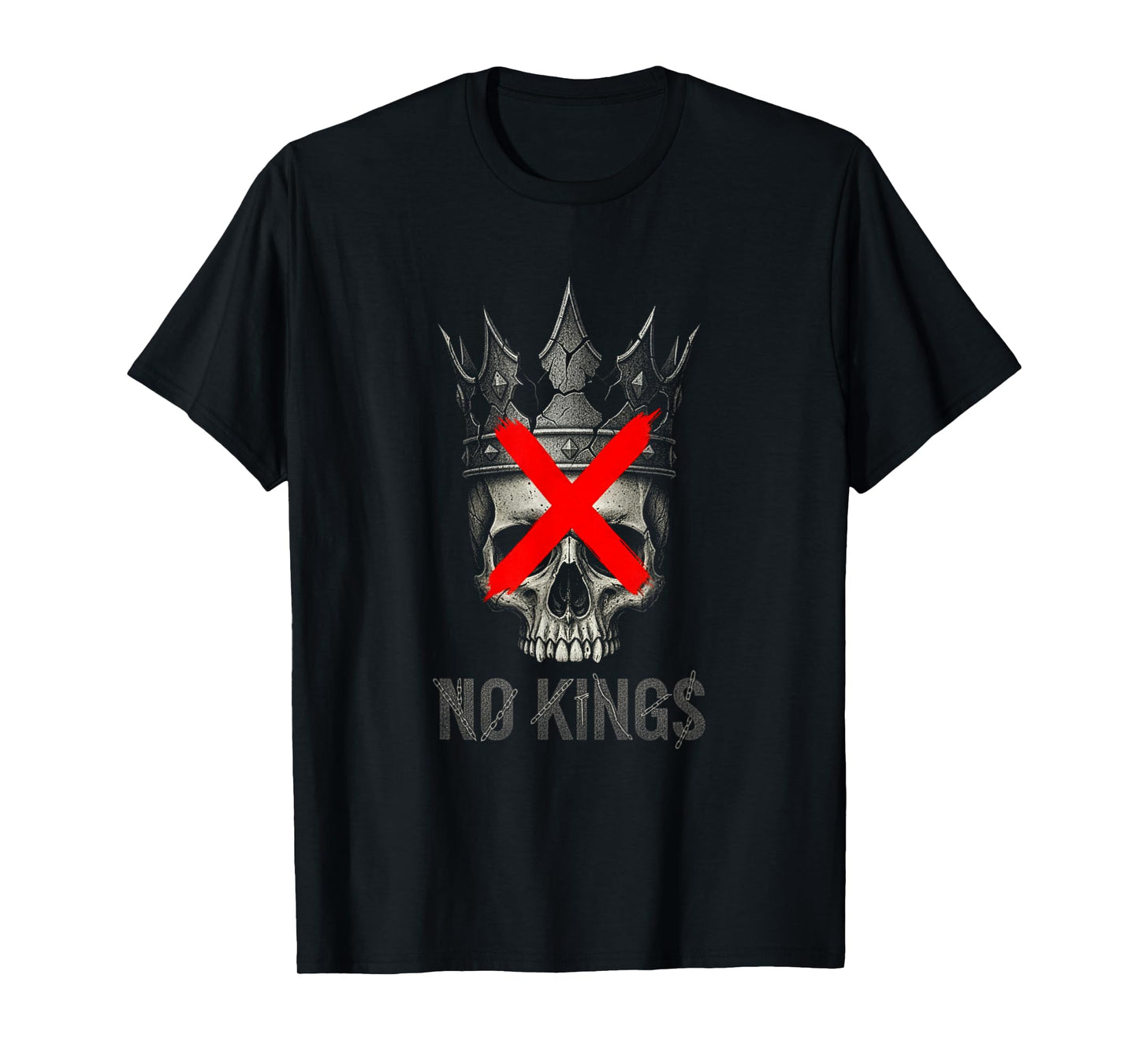 No Kings Skull Fusion Dark Art Crown X Symbol T-Shirt
