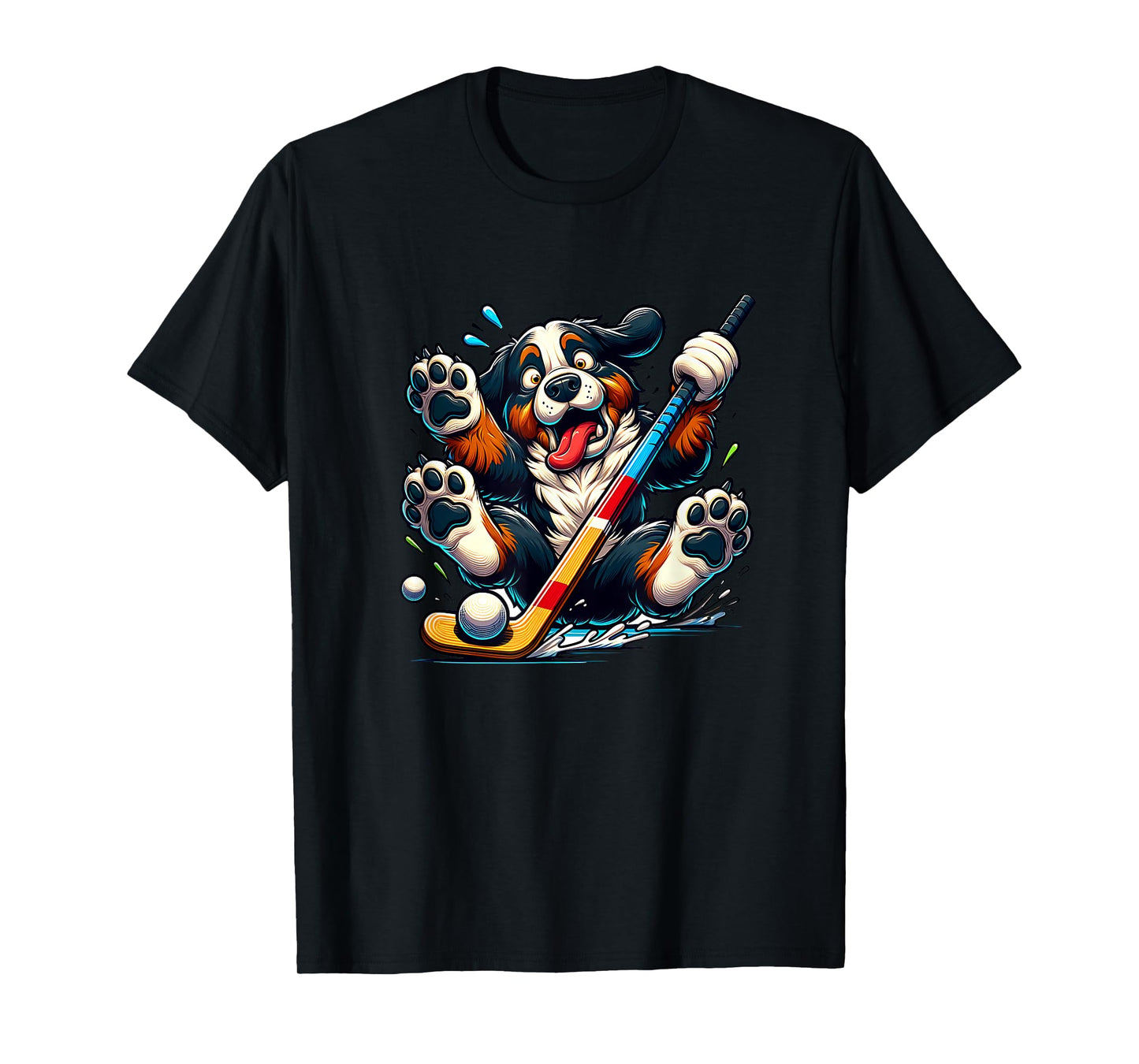 Hockey Puppy Bernese Mountain Dog Ice Rink Fun T-Shirt