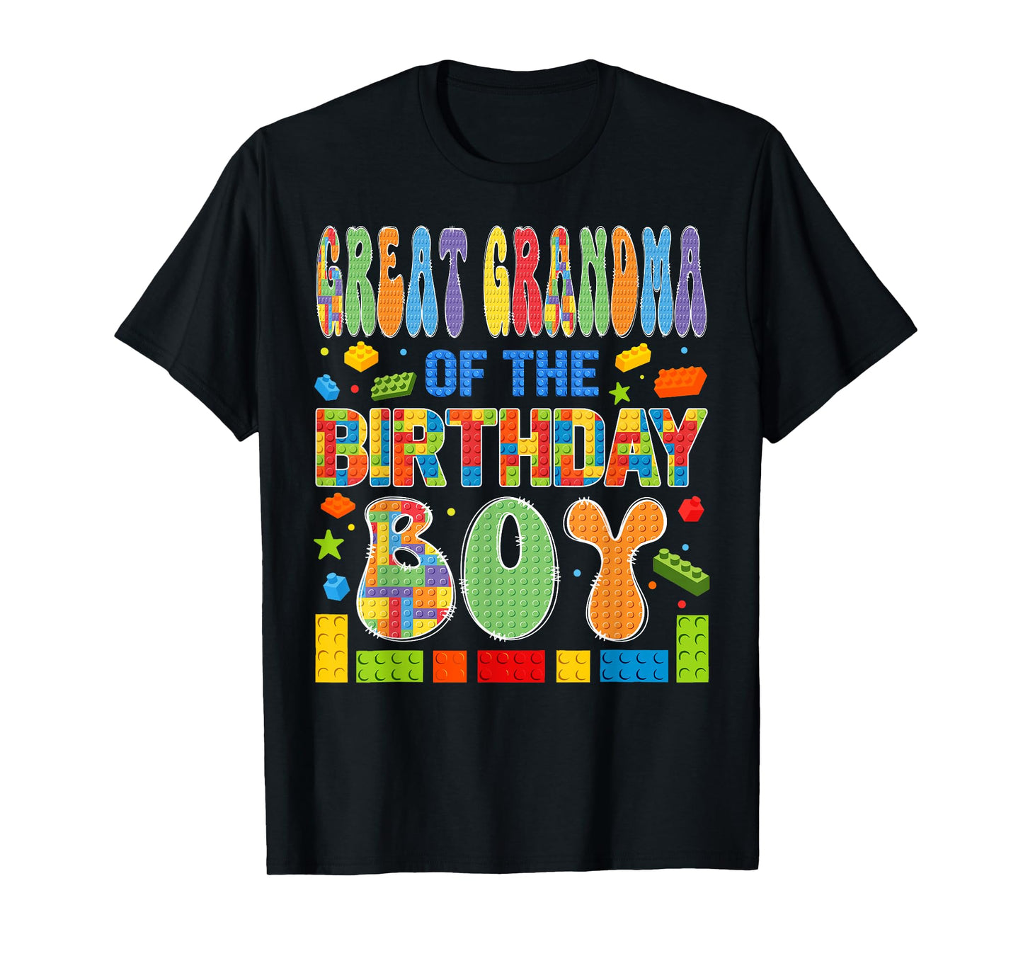 Great Grandma Of The Birthday Boy Building Block Birthday T-Shirt