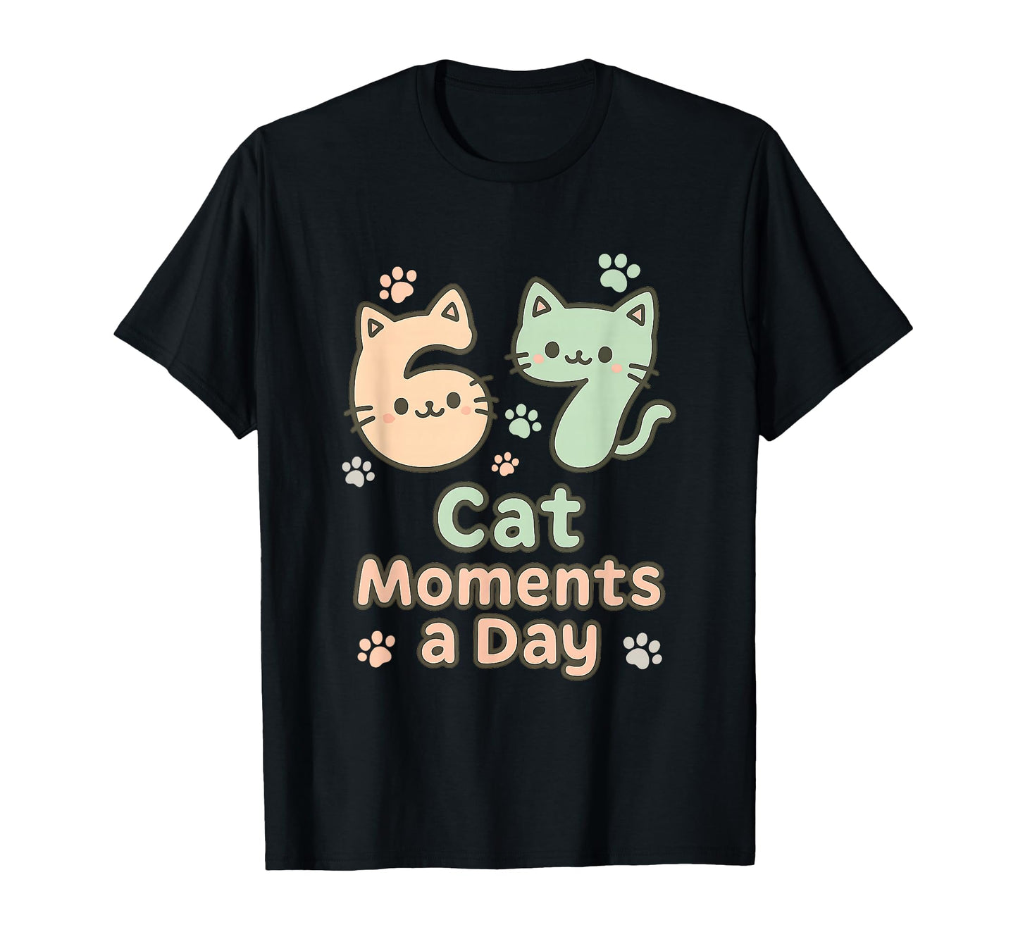 Kawaii Cat Kitten Mom 6 7 Alpha Gen Slang Six Seven Meme T-Shirt