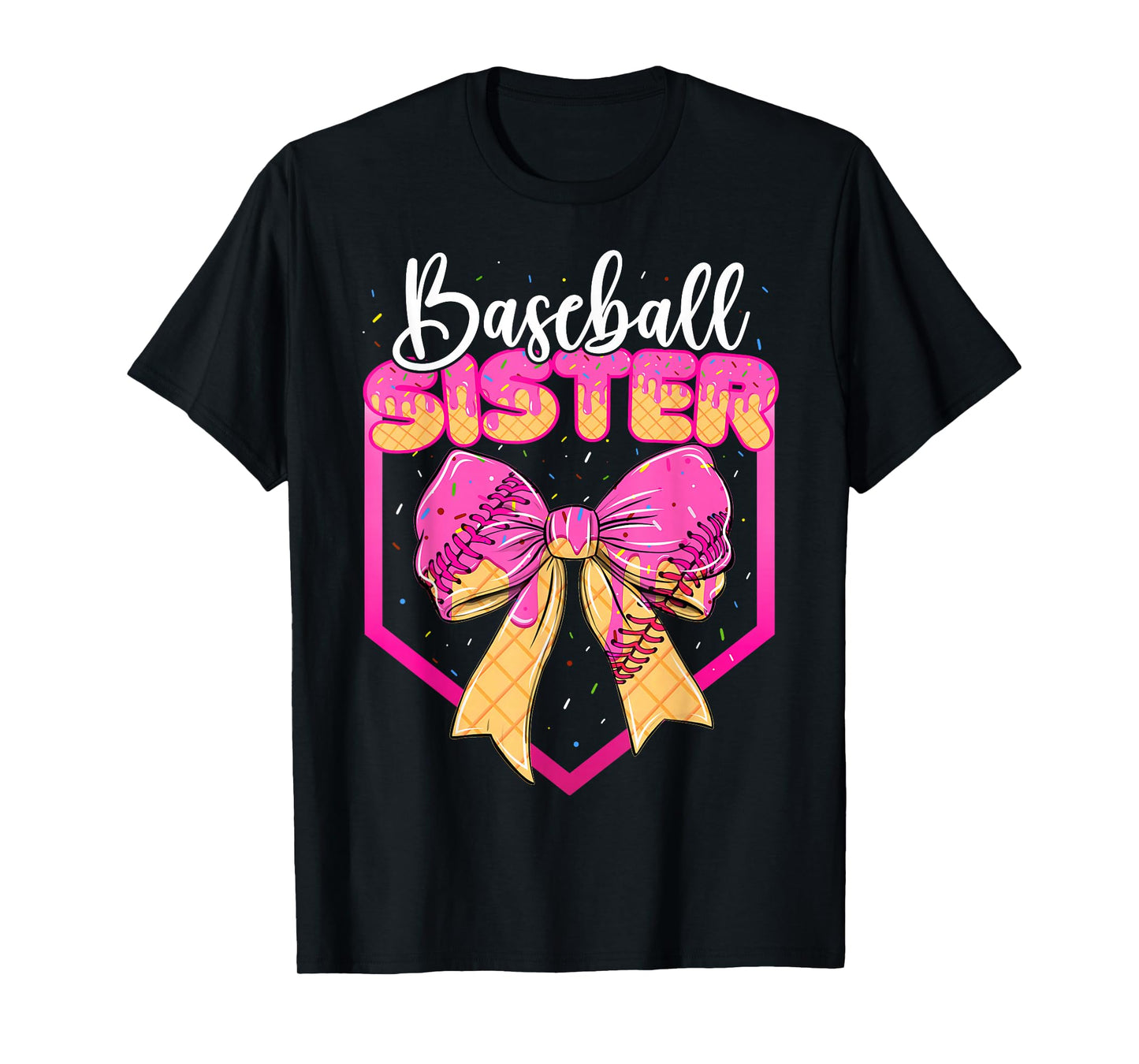 Baseball Sister Drip Ice Cream Drip Girls Sprinkle Youth T-Shirt