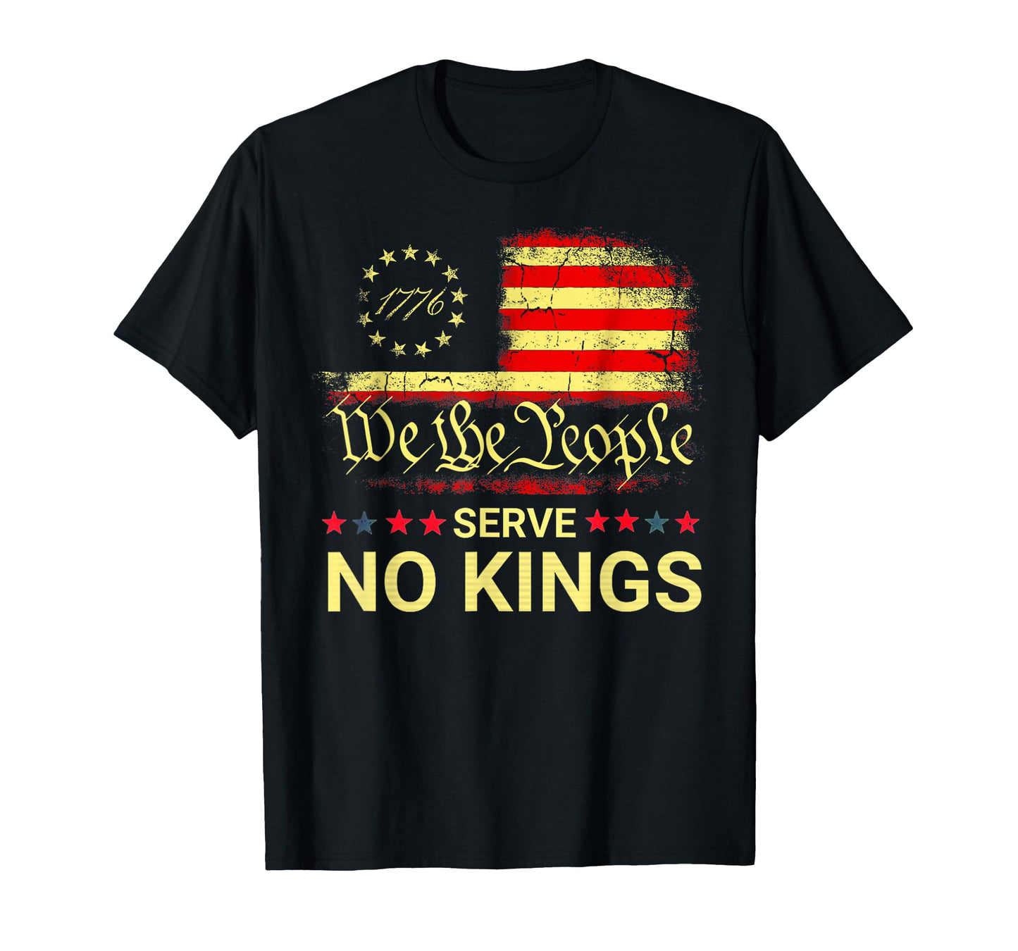 No Kings in America Since 1776 Distressed USA Flag Vintage T-Shirt