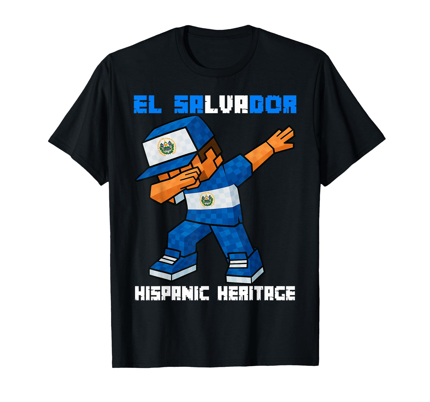 El Salvador Dab Kids Game Pixel Hispanic Heritage Salvadoran T-Shirt