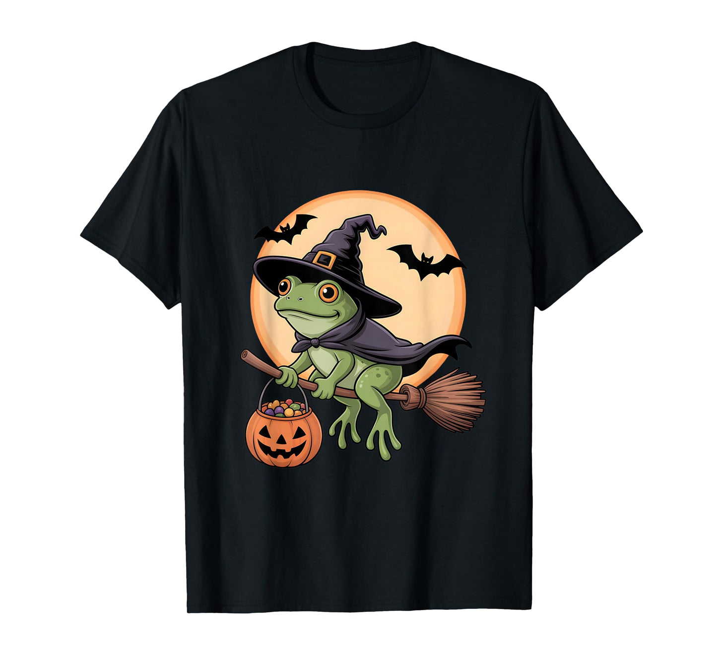 Frog Witch Hat Pumpkin Halloween Costume Men Women Kids T-Shirt